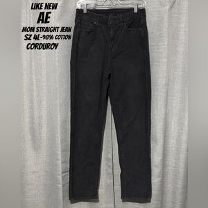 AE Mom Straight Jean-Sz 4L-Corduroy-Charcoal-High Rise-Relaxed Leg-Like New